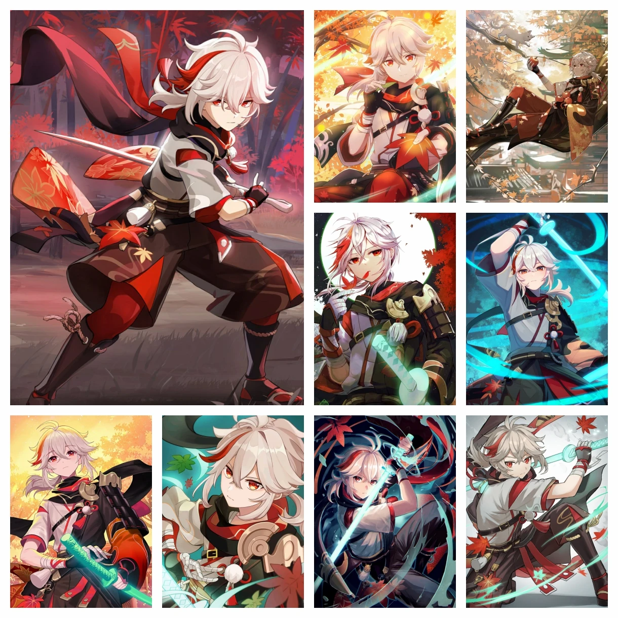 Genshin Impact Anime Game Diamond Painting Kazuha Robin Samurai Poster Embroidery Handmade Cross Stich Gift Home Decor