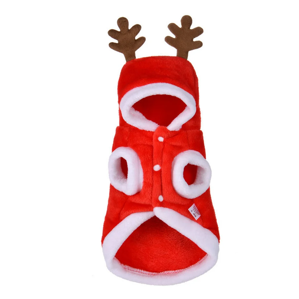 Dog Christmas Costume Cute Elk Print Warm Flannel Pet Clothes Easy to Put on Perfect for Holiday Parties and Outdoor Fun Small