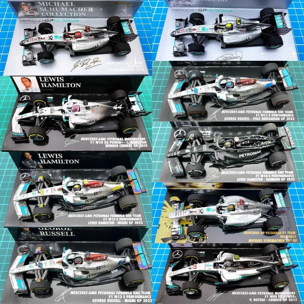 Minichamps 1:43 F1 W01-W14 Hamilton Rosberg Russell Bottas Simulation Limited Edition Resin Metal Static Car Model Toy Gift