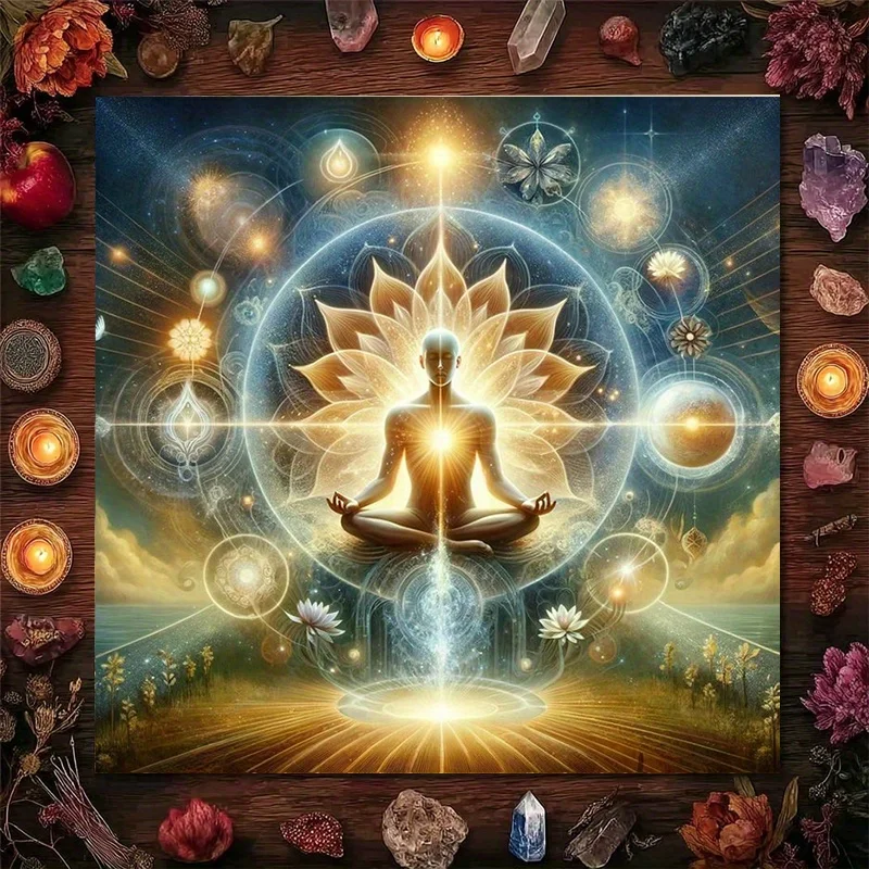 Sacred Meditation Yoga Crystal Altar Cloth Spiritual Healing Energy Chakra Boho Tapestry Wall Decor