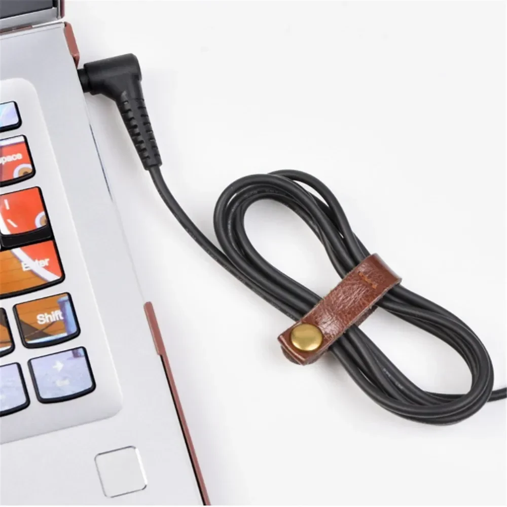 2 PCS Leather Cord Organizer Leather Cable Straps Portable Cord Keeper Management Cable Ties Desk Accessories