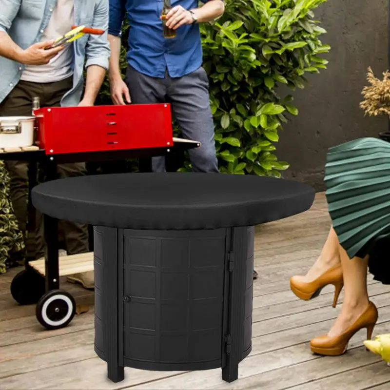 Waterproof Patio Fire Pit Cover Black UV Protector Grill BBQ Shelter Outdoor Garden Yard Round BBQ Cover Canopy Furniture Covers