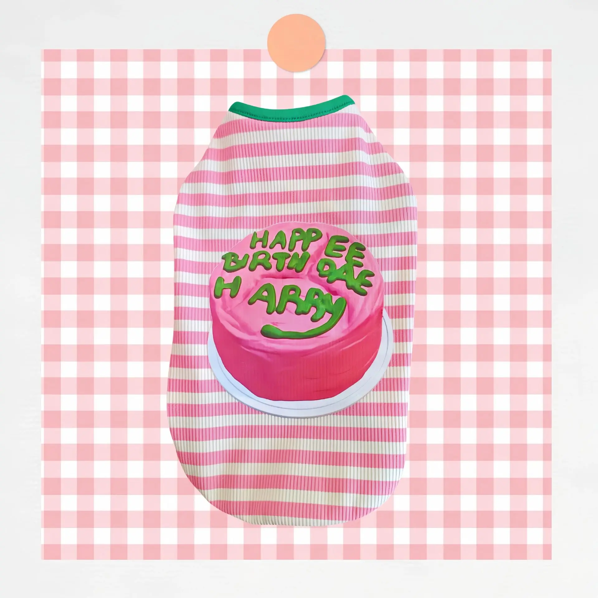 Camiseta de verano con rayas y dibujos cumpleaños para perros pequeños - imagen 4