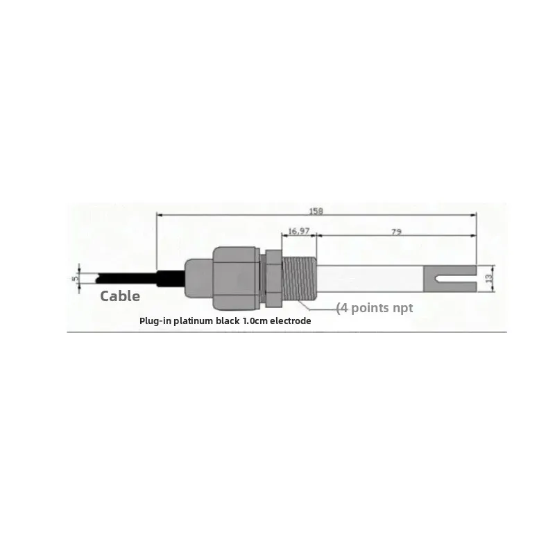 Platinum Black Conductivity Electrode TDS EC Water Quality Sensor Probe Built-in Temperature Compensation Conductivity