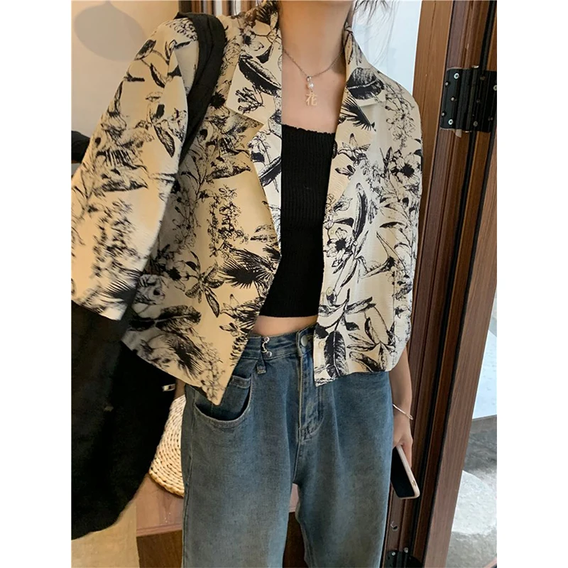 MEXZT Vintage, w kwiaty koszule damskie z krótkim rękawem Print bluzki letnie Streetwear Harajuku koreańskie luźne bluzki na co dzień wszystkie