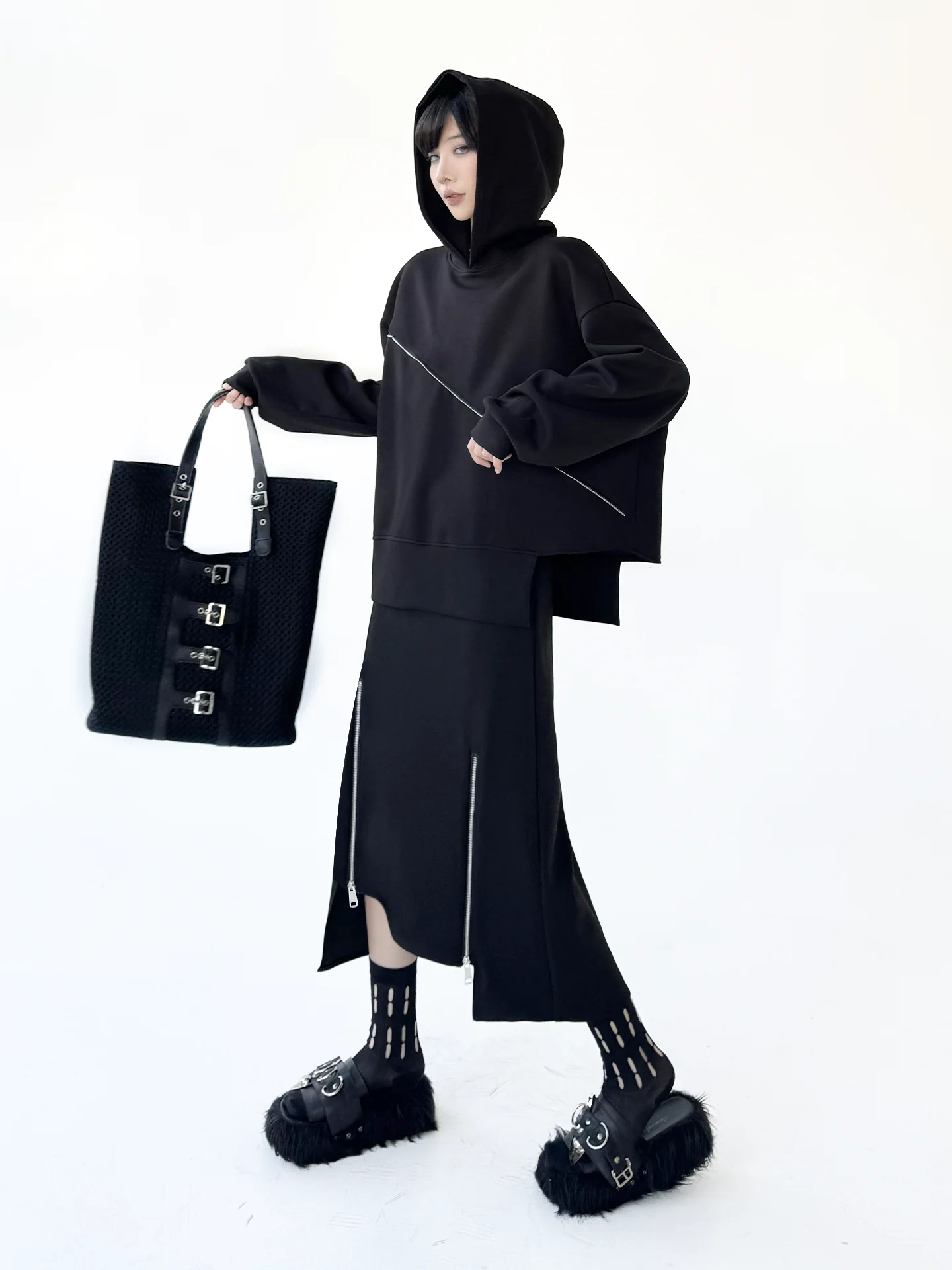 

Faionable Loose Hoodie And High Waist Skirt Set for Women k Sle Spring Collection Comfortable Batswing Sve Design