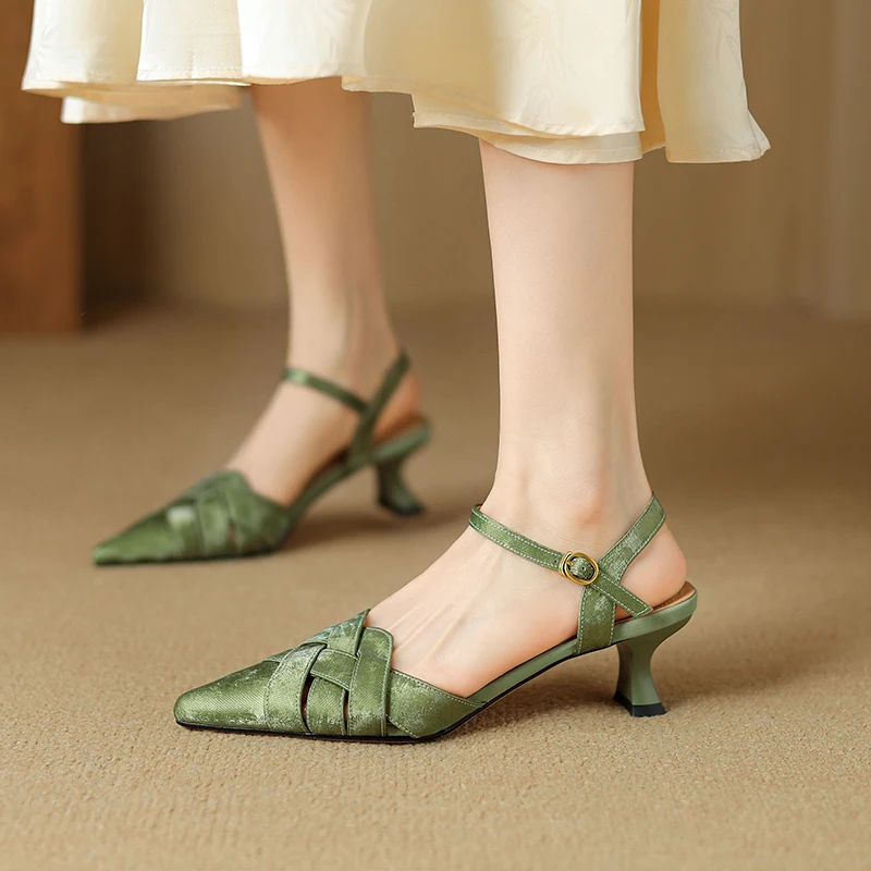 

Genuine Leather Cowhide Women Sandals,Pointed Toe Pointed Toe High Heels,Summer Fashion Women Shoes