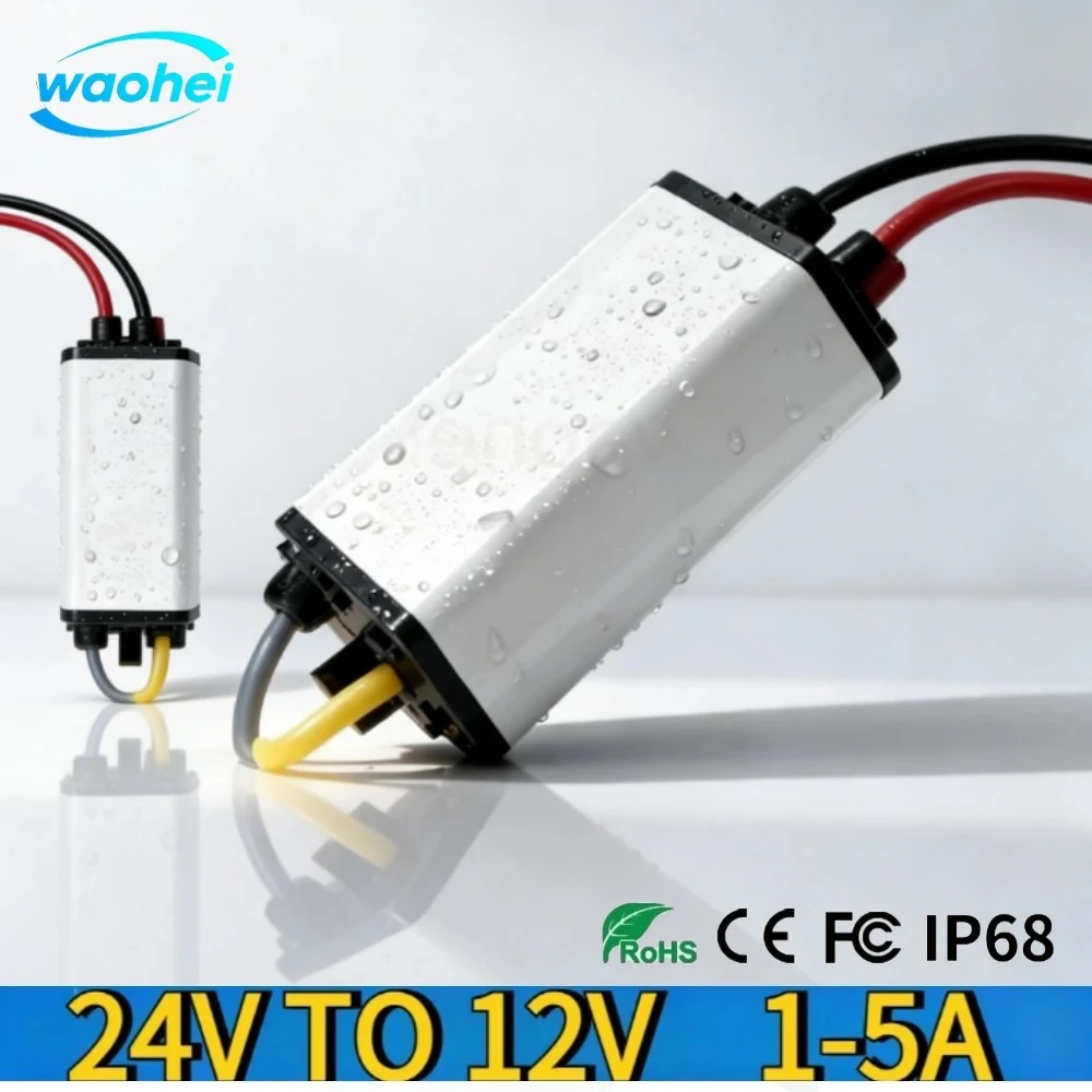 24V to 12V 1A-5A Step Down Converter Voltage Regulator 24V12V Reducer Buck Model Converter 24V to 12V Module Waterproof CE