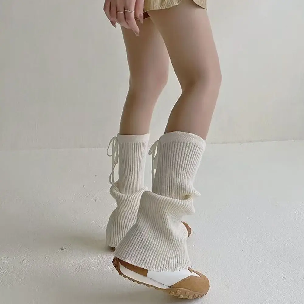 New Solid Color Leg Covers Straps Design Warm Foot Cover Knitted Socks