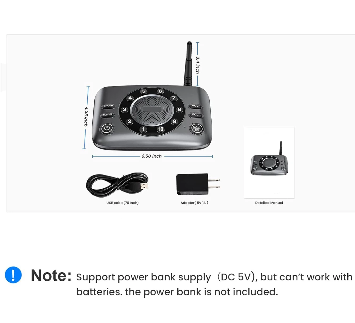 

Hotel Full-Duplex Wireless Intercom - Staff Communication System, Multi-User, Easy Setup for Hospitality Business