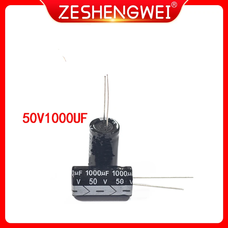 10PCS 50V 1000UF Aluminum Electrolytic Capacitor 1000uF 50V 13*25mm NEW Electrolytic Capacitor Size：13x25