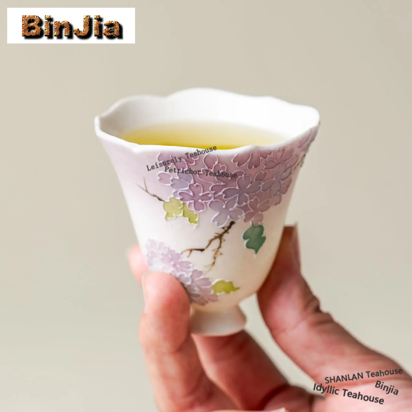 

50ml Hand-painted Hydrangea Teacup Luxury Tea Bowl Beautiful Tea Cup Tea-tasting Meditation Cup Jianzhan Master Cups Drinkware
