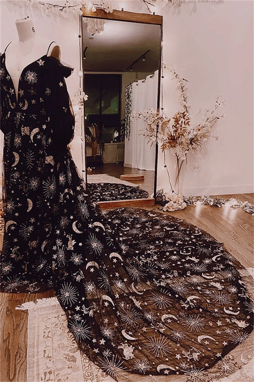 Amanda Star Embroid Evening Dress Sexy Puffy Sleeve Prom Dress 2023 Sweet A-line Party Dress Sweep Train فساتين مناسبة رسمية