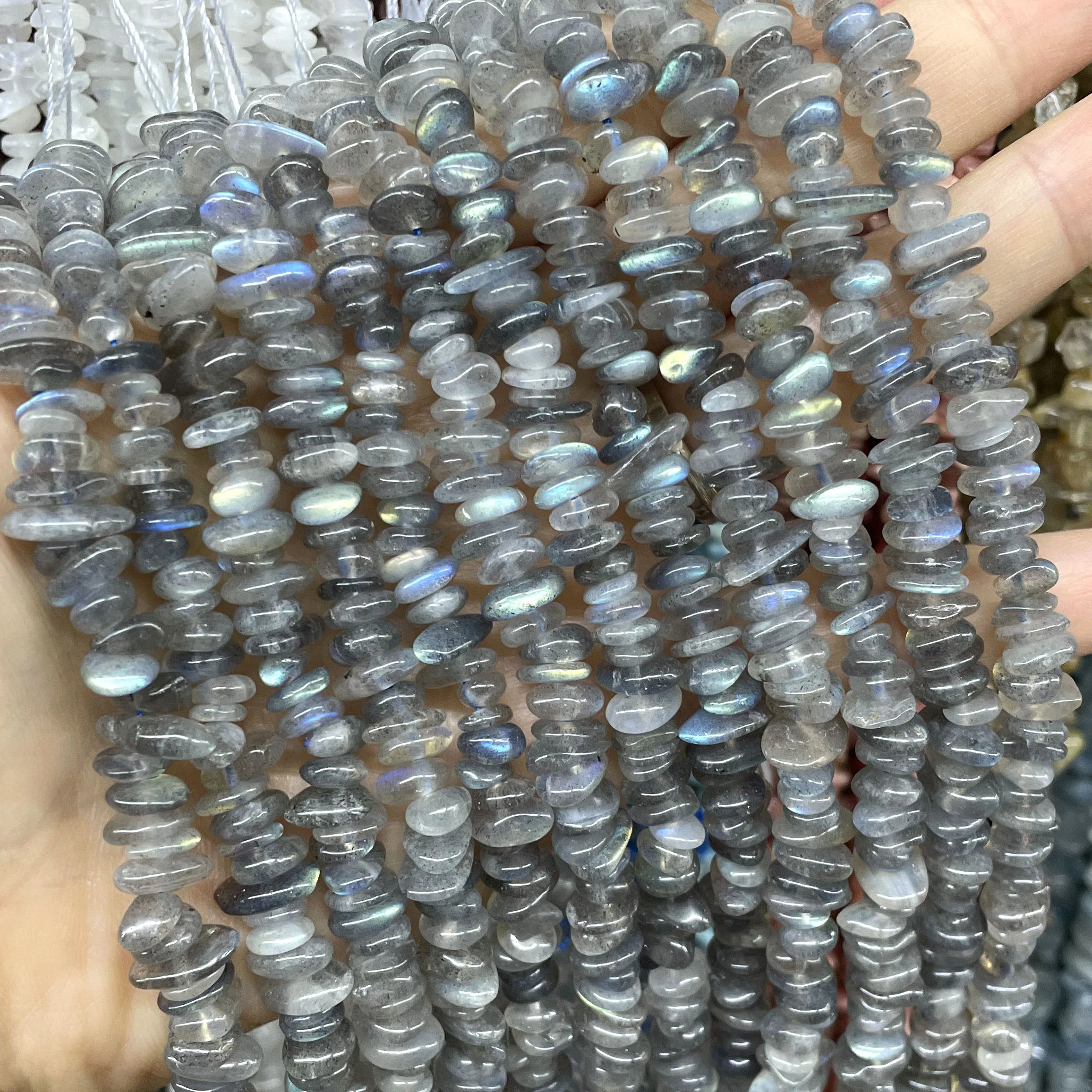5-8MM Natural Irregular Chips Grey Labradorite Freeform Gravel Stone Beads For Jewelry Making DIY Bracelet Necklace Accessories