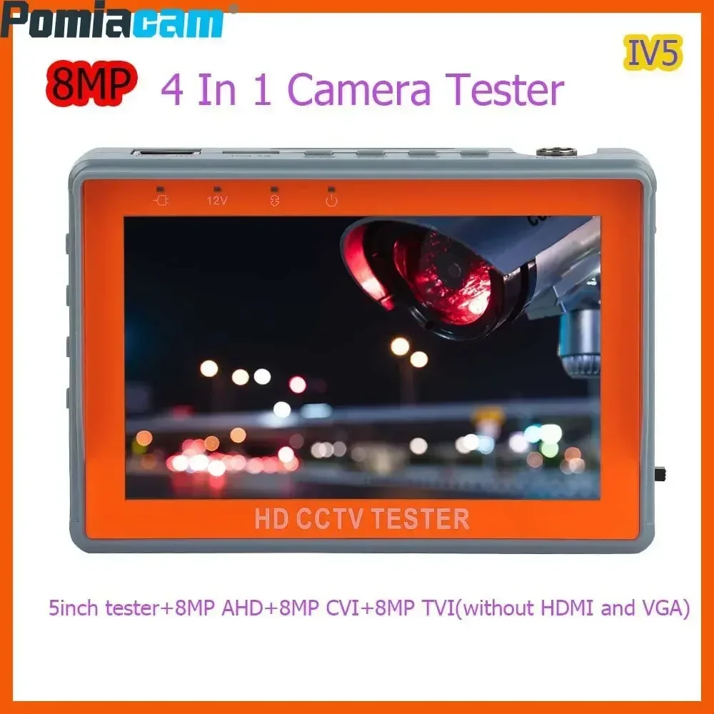 CCTV Tester 5 Inch LCD Screen 8MP HD AHD Tester Monitor TVI CVI CVBS Support UTP PTZ Audio Test IV5 Portable Tool