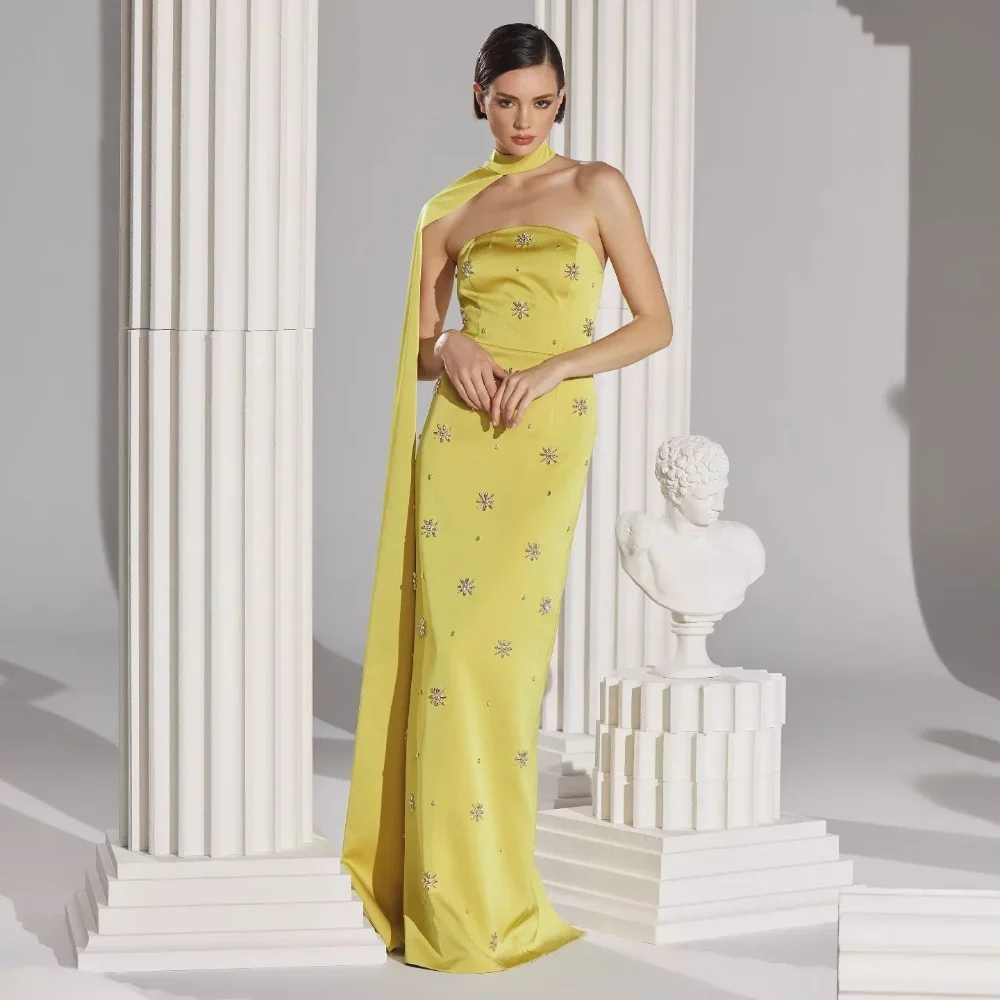 

Customized Exquisite Jersey Flower Sequined Column Strapless Long Dresses Homecoming Dresses Sexy Sparkle Sizes Available Matchi