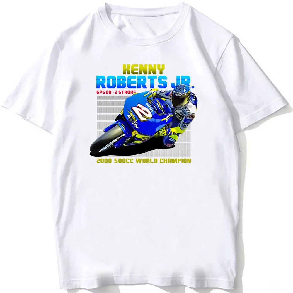 Kenny Roberts 1 GP Classic Riding T-Shirt New Summer Men Short Sleeve Legend Motor Sport Casual White Tops Motorcycle Rider Tees