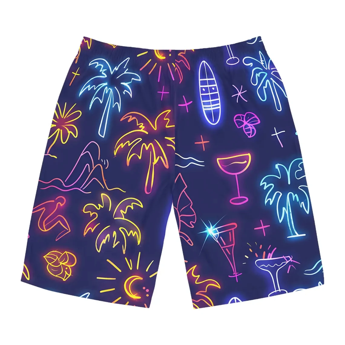 

Новые летние шорты для плавания с 3D-поддельными неоновыми огнями, быстросохнущие пляжные шорты для плавания, шорты для отпуска в стиле хип-хоп, трендовые шорты со льдом