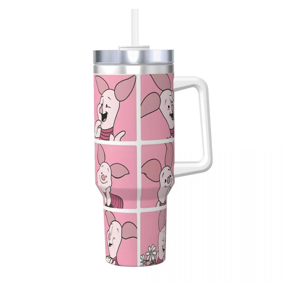 Stainless Steel Tumbler Winnie The Pooh Piglet Mugs Cup With Straws Camping Hot Drinks Water Bottle Leakproof 40oz Thermal Cups