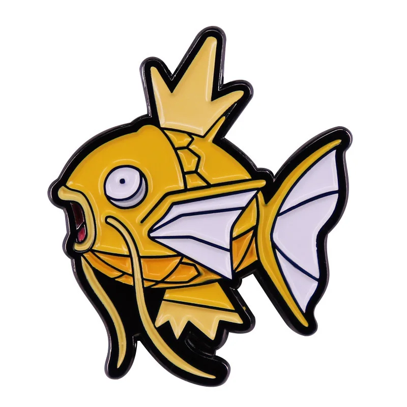 Lovely Crown Goldfish Enamel Pin Cartoon Fish Metal Brooch Badge Backpack Collar Fashion Decor Accessory Gift