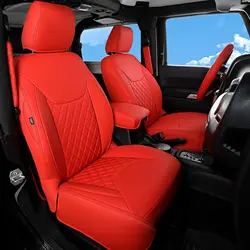 Custom Car Seat Covers For Jeep Wrangler JK Unlimited 4 Door 2013 2014 2015 2016 2017 Leather Cushion Car Seat Protective Cover