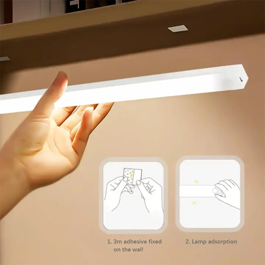 1pc Rechargeable LED Motion Sensor Cabinet Light - Ideal for Closet, Kitchen, Wardrobe, Stairs - Battery Operated Night