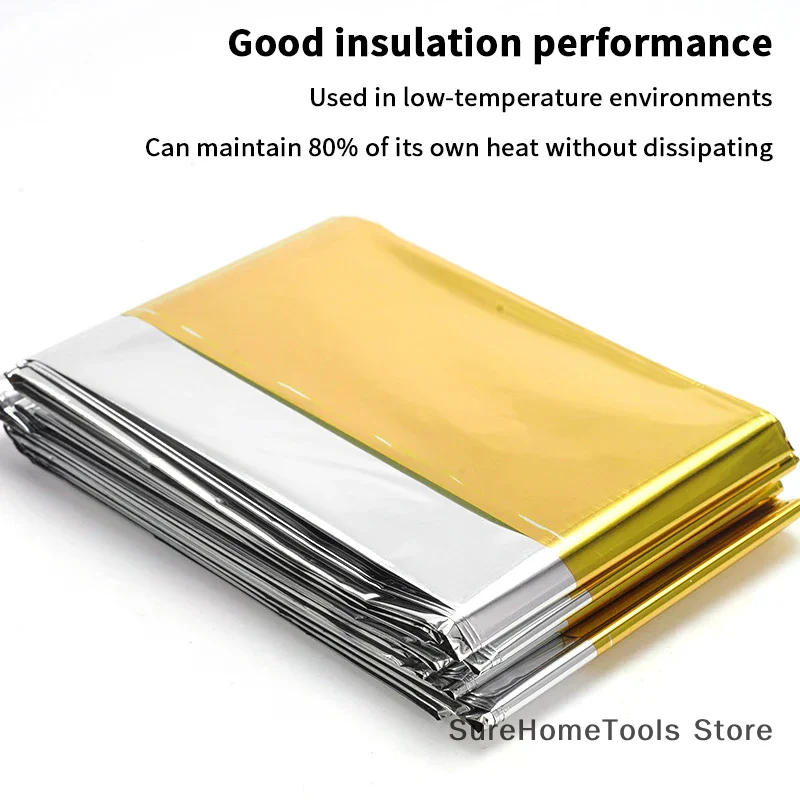 بطانية الإنقاذ في حالات الطوارئ الدفء بقاء بطانية مقاوم للماء بقاء بطانية في الهواء الطلق بطانية حرارية السفر التخييم التنزه #1