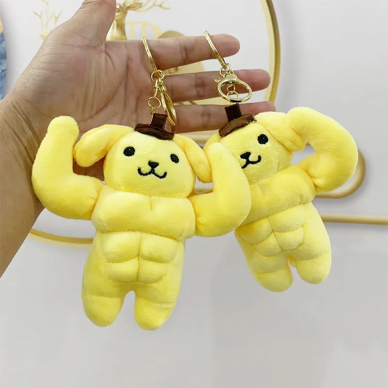 

Sanrio Pom Pom Purin Cute Plush Doll Muscle Keychain Kawaii Fluffy Stuffed Toy Backpack Pendant Schoolbag Decoration Kid Gifts