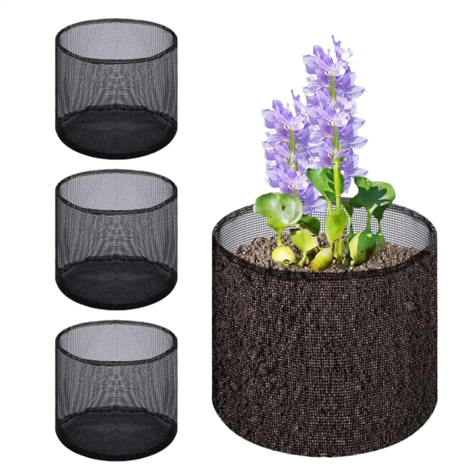 4pcs aquatic pond planting mesh bag, breathable water lily mesh bag, aquatic plant flower pot for Indoor Outdoor Terrace Garden