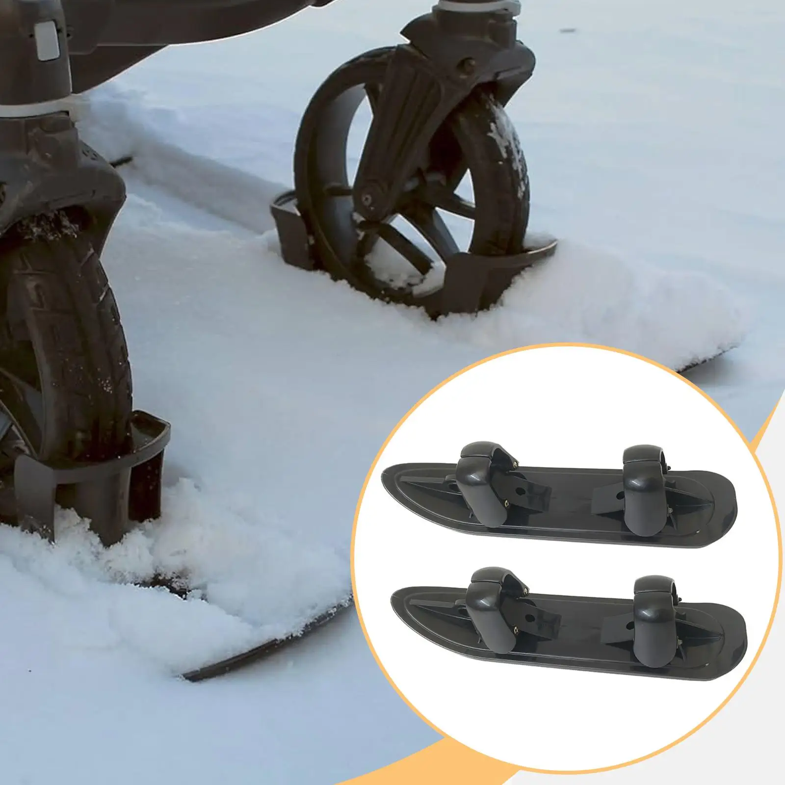 

Universal Stroller Snow Skis Secure Steering Sled Board Outdoor Baby Sledding Kit for Snow Ski Stroller Activities