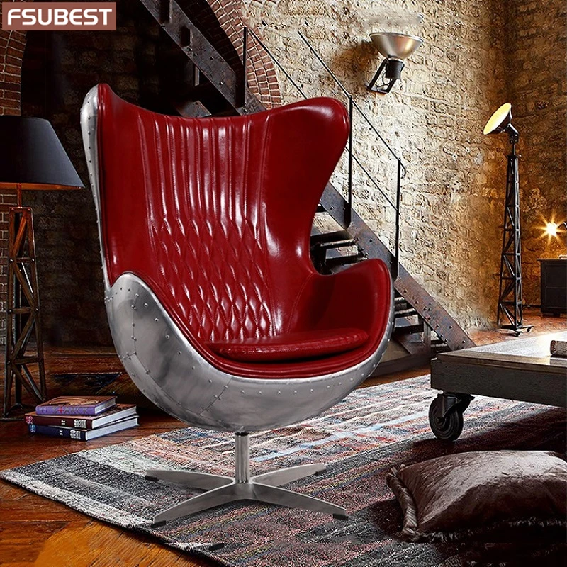 Living Room Chairs Classic Industrial Retro Aluminum Lounge Fauteuils De Salon Armchair Cadeiras Sala Estar Recliner Furniture