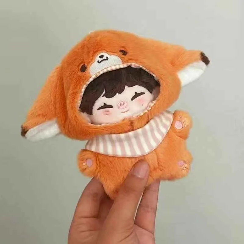 Lindo mono de Animal de peluche de 10cm, diseño de pequeño tigre y zorro, ropa de muñeca de algodón, pequeño regalo, figura de juguete para fanáticos de la animación