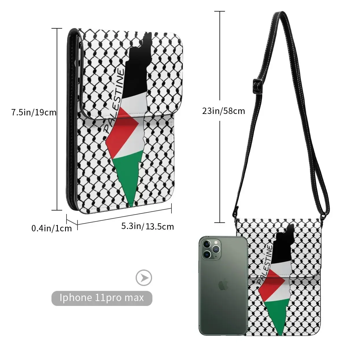 Palestine Flag Map Shoulder Bag Kufiya Hatta Bulk Vintage Mobile Phone Bag Leather School Female Bags