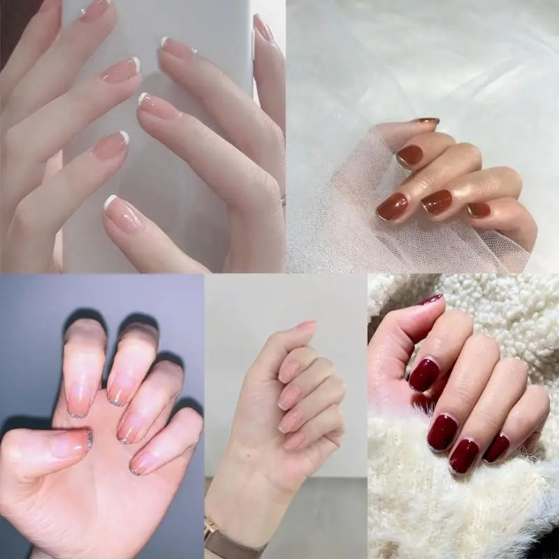 Q1fb 12 folhas ponta francesa adesivos unhas linha francesa adesivos arte unhas gradiente cor linha decalques unhas