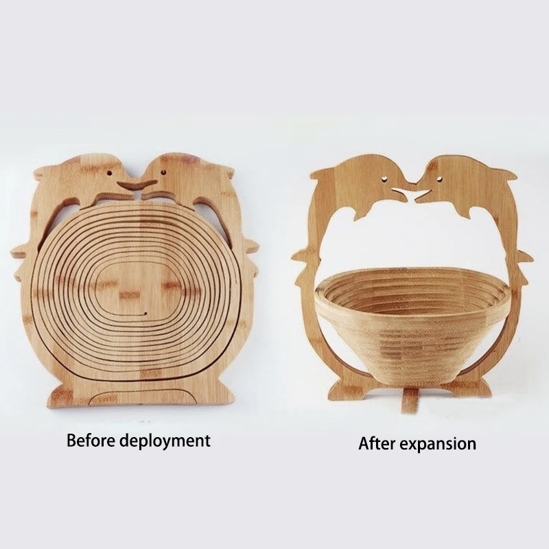 Cesta de bambú con forma plegable, cestas de frutas de bambú, bandeja de almacenamiento de alimentos para cocina, adornos artesanales, 1 Uds.
