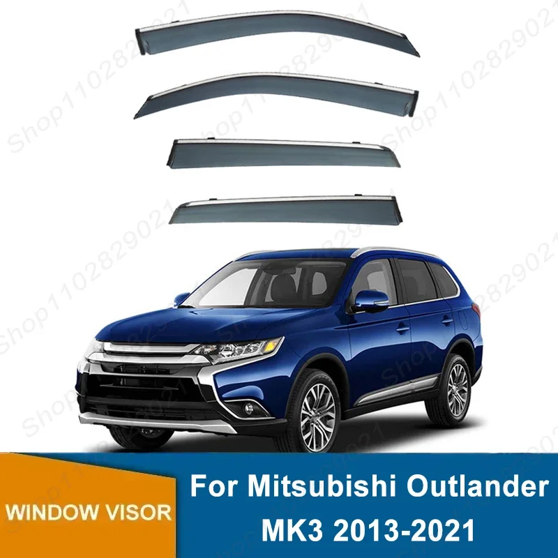 4Pcs Window Visor For Mitsubishi Outlander MK3 2013-2021 Weathershield Sun Rain Deflector Guard Car Window Deflector