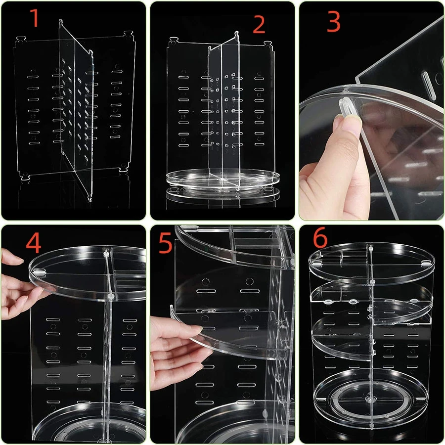 1pc Cosmetic Organiser, 360 degree rotatable adjustable cosmetic storage display case, easy assembly required