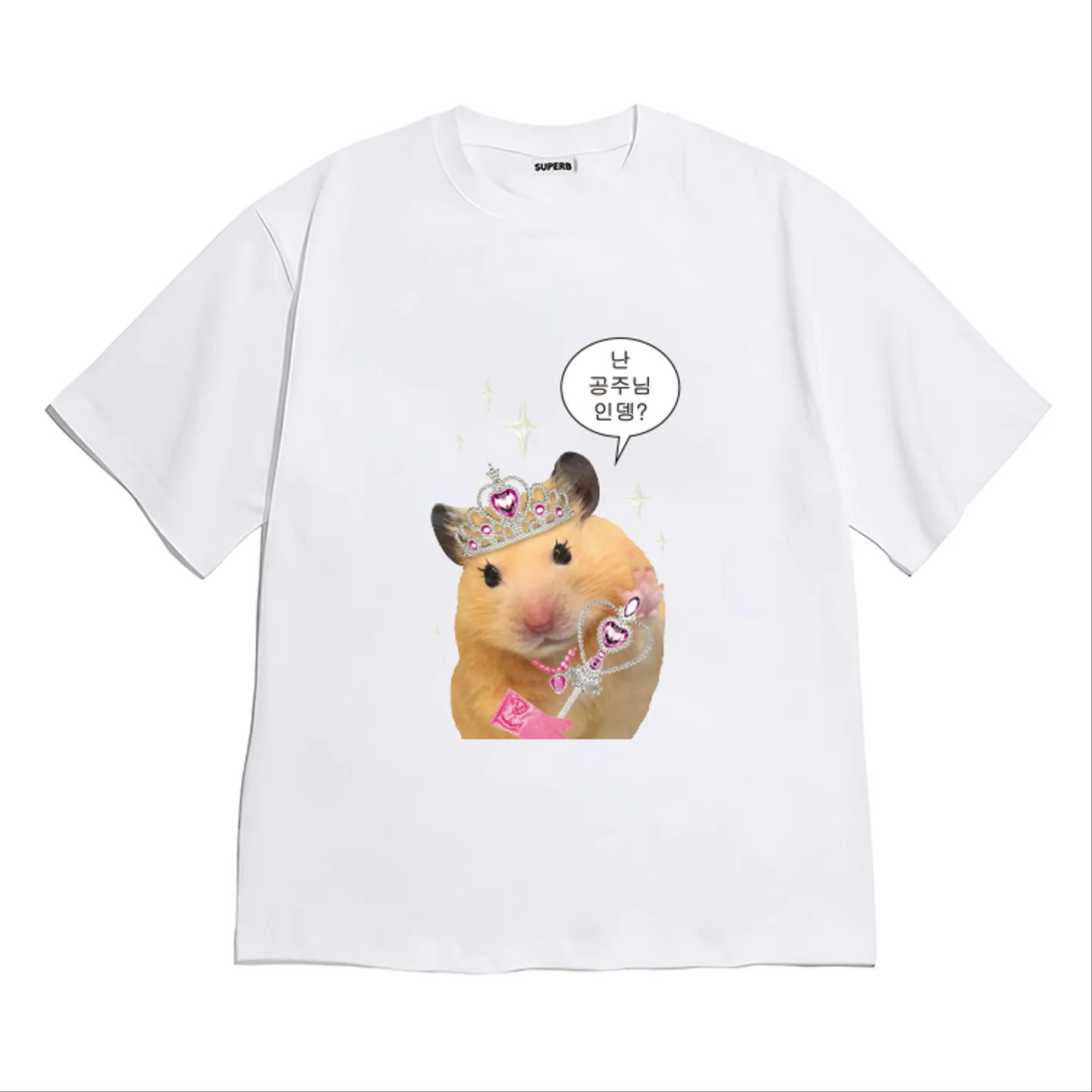 Funny Hamster Princess Meme Graphic T-Shirt for Women Girls Fashion Casual Short Sleeve Cute Tee Shirt Korean Style Versatile
