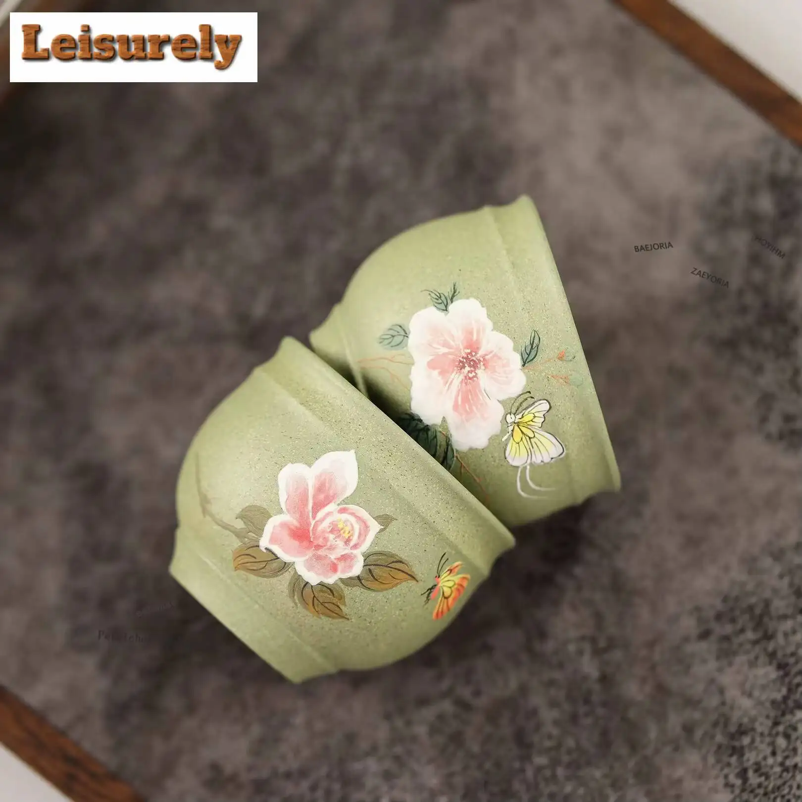 120ml Yixing Zisha Colored Drawing Teacup Creative Tea Bowl Tea Cup Set Tea-tasting Meditation Cup Chazhan Master Cups Drinkware