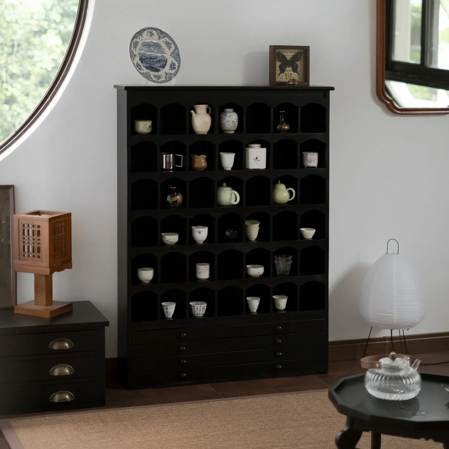 New Chinese Retro Duobao Pavilion Small Household Tea Room Ceramic Cups Bogu Rack Locker