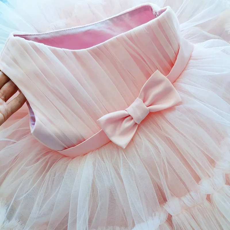 Baby Girls Birthday Dress For 1 2 Year Newborn Baptism Pink Clothes Toddler Kid One Shoulder Elegant Christening Party Tutu Gown