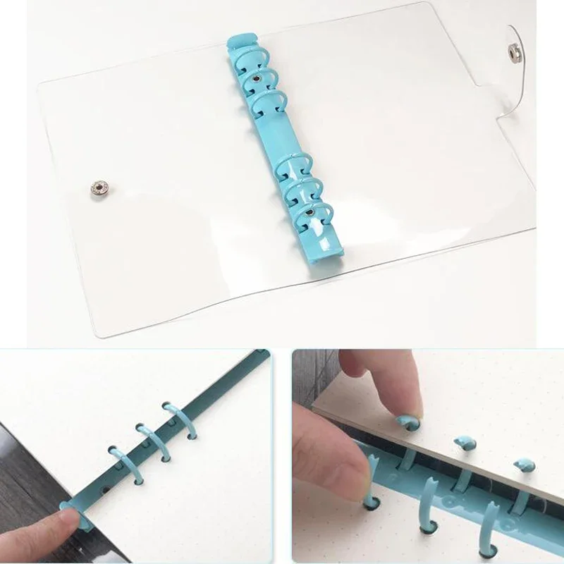 6 Hole Binder Clip Notebook A6 Loose-Leaf Notebook Cover PVC Notebook Diary Bullet Cover  Office Planner Korean Stationery