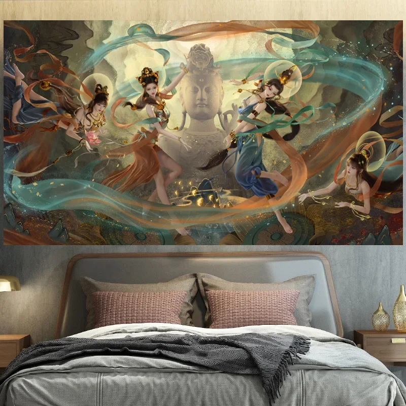 Chinese Fairy Flying Apsaras Decoration Painting Living Room Wall Art Poster Canvas Painting Home Decor Aesthetics Room Decor