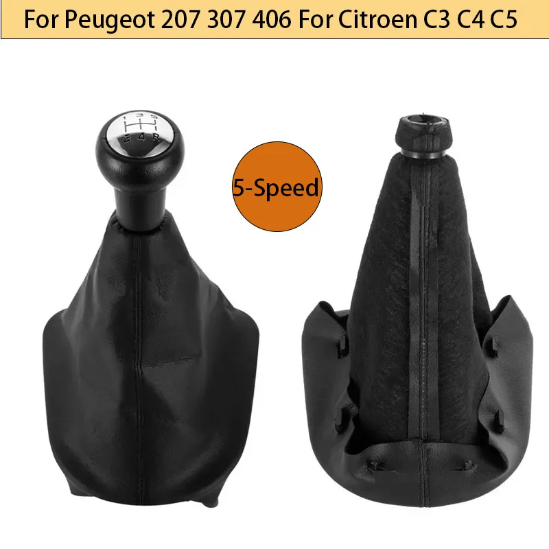 For Peugeot 207 307 406 For Citroen C3 C4 C5 5-Speed Gear Shift Knob Shifter with Dust Jacket