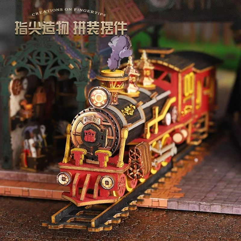 Hand‑assembled DIY Cabin Model Kit Creative Decorative Book Stand for Hobby Collection Handcraft Project