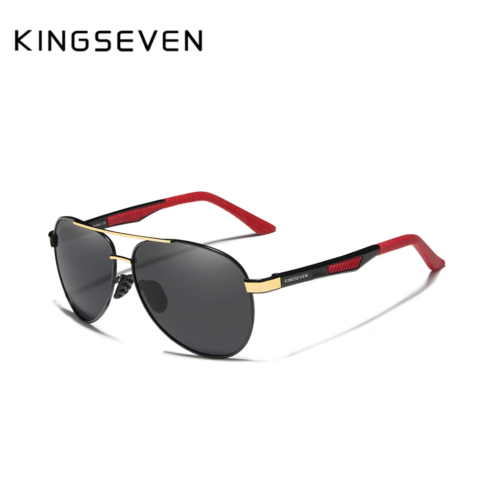 KINGSEVEN Polarisierte Sonnenbrille für Herren, Aluminiumrahmen, blendfreie UV400-Schutzbrille, hochwertige Fahrbrille.