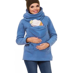 2024 Cross border Popular Women's Autumn/Winter Multi functional Kangaroo Hoodie Coat Parenting Bag Hoodie