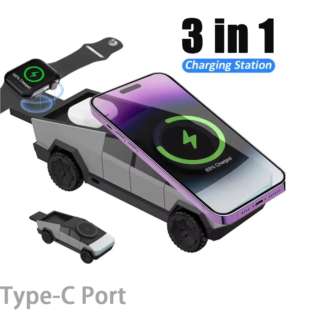 Car Magnetic Wireless Charger Dashboard Stand For iPhone 17 16 15 14 pro Max Samsung Watch AirPods Pro Fast Charging Station