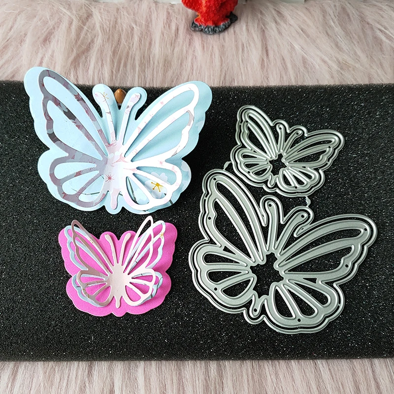 Nowy 2 szt. Podwójny motyl matryca do cięcia metalu scrapbooking dekoracyjna tłoczona dekoracja albumu fotograficznego tworzenie kartek DIY