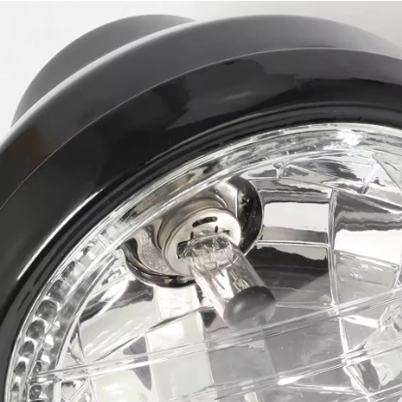 Universal 7 Inch 35W H4 Halogen Motorcycle Headlight round Bulb with 9Wire LED Turn Signal Black Bracket For Motorcycles HeadLam
